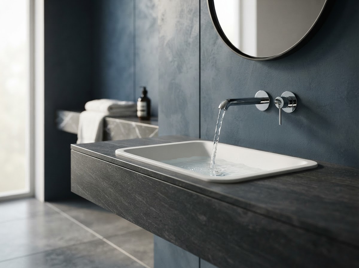 Modern bathroom with chrome faucet